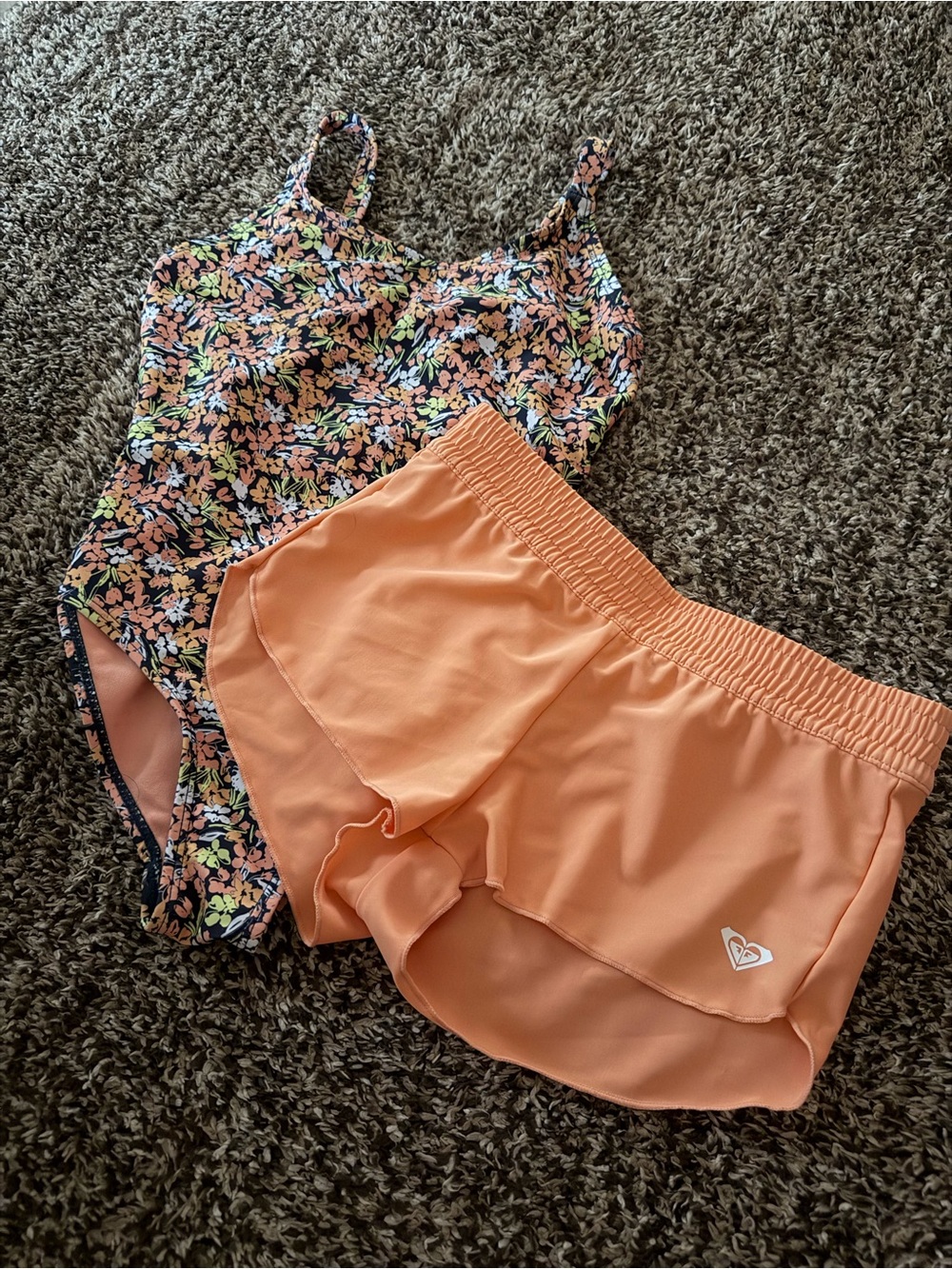 Roxy one piece swim suit with Peach Shorts
